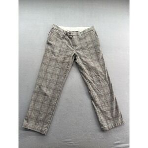 Glen Plaid Pants Mens 38x34 Gray Burgundy Check Stretch Dress Trousers Zip Fly